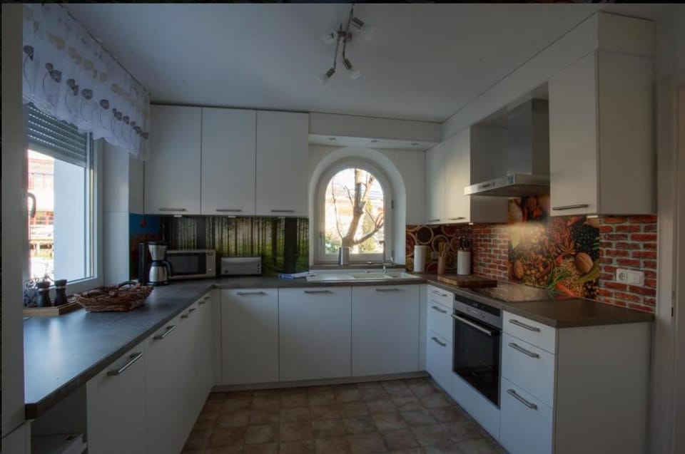 Kitchen or kitchenette, dishwasher, oven, stove