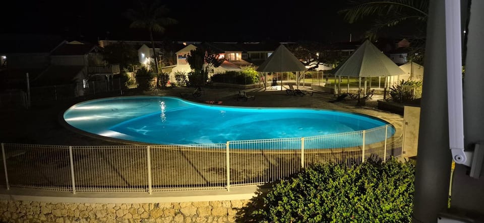 Night, Pool view, Swimming pool, Swimming pool