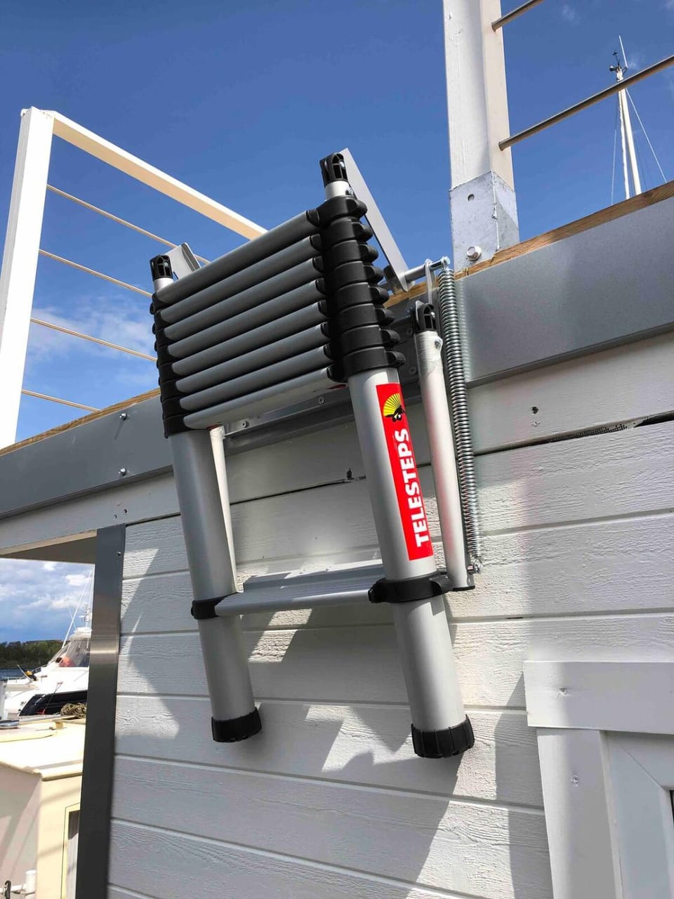 House boat in Karlskrona city center Docked boat in Kalmar County, Sweden