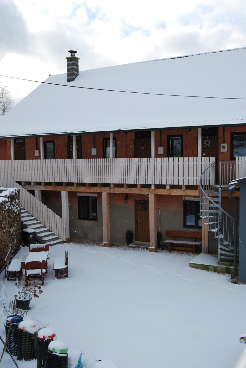 Property building, Winter, Seating area