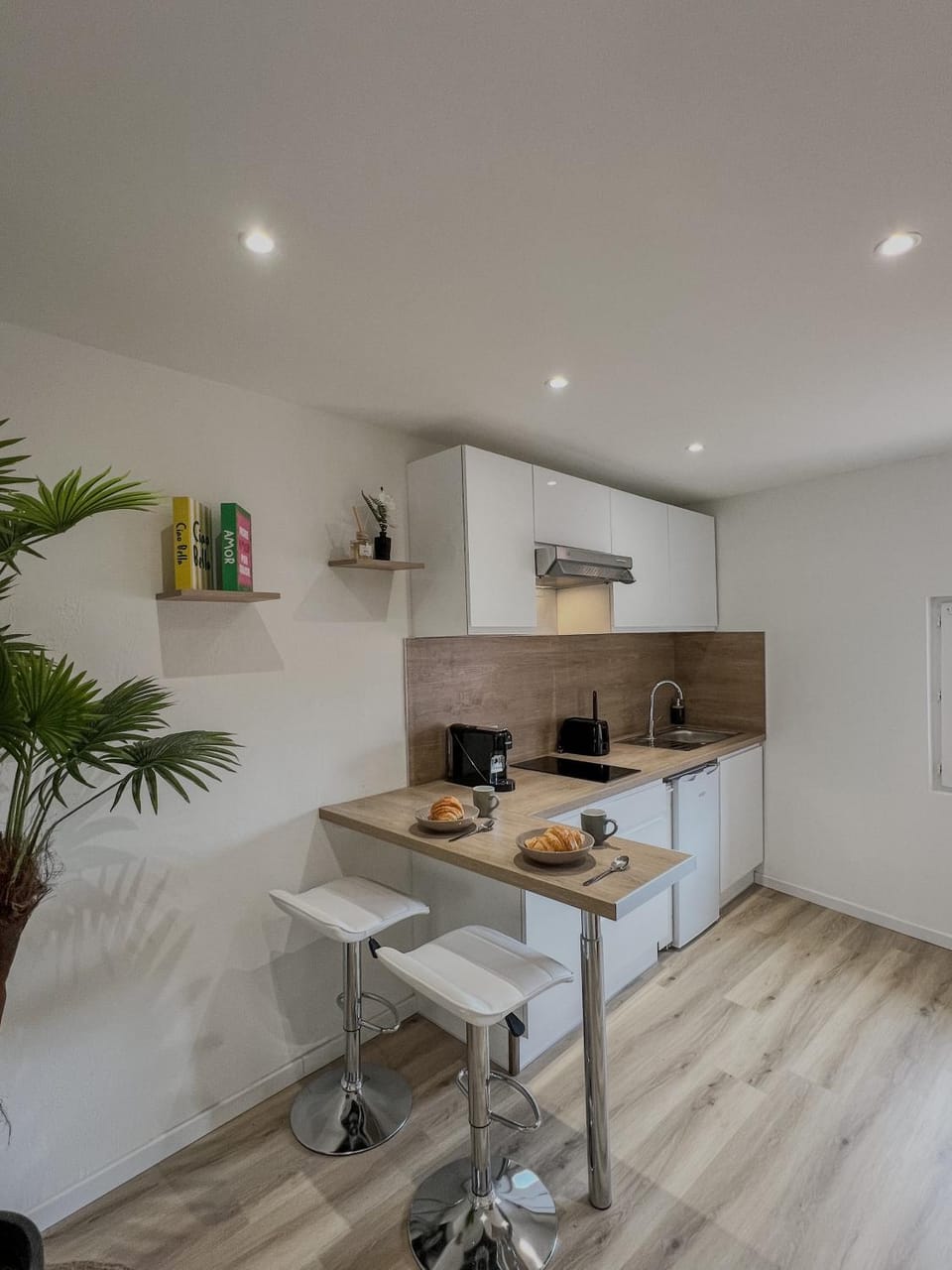 Kitchen or kitchenette, minibar, stove, toaster