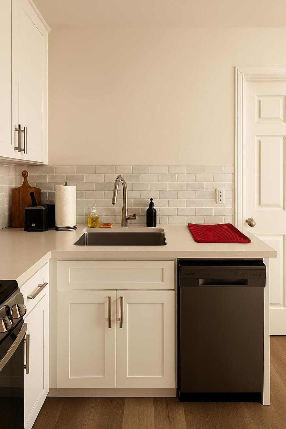 Kitchen or kitchenette, dishwasher