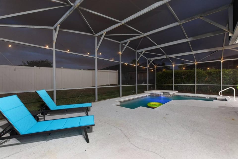 Patio, Night, Hot Tub, Swimming pool, sunbed