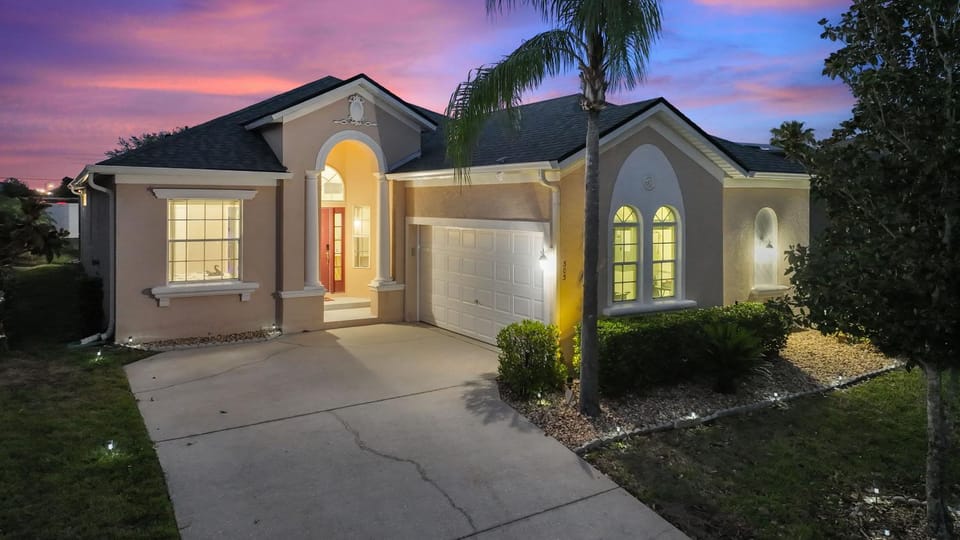 Property building, Night, Garden view