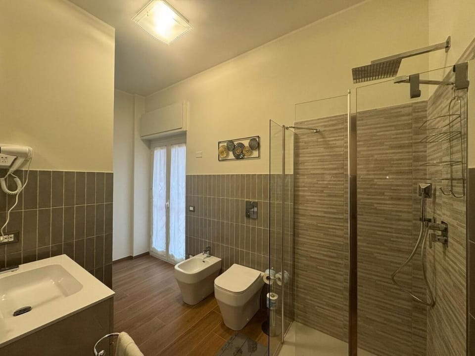 Shower, Toilet, Bathroom, bidet, hair dryier, towels