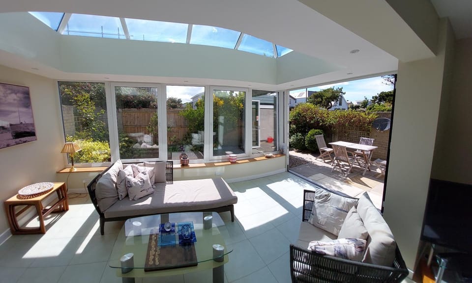 Living room, Seating area, Garden view