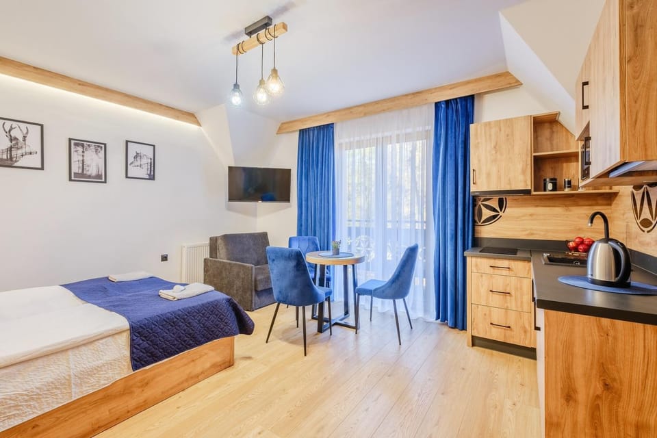 Bed, TV and multimedia, Kitchen or kitchenette, Living room, Photo of the whole room, Seating area, Dining area, Bedroom, minibar