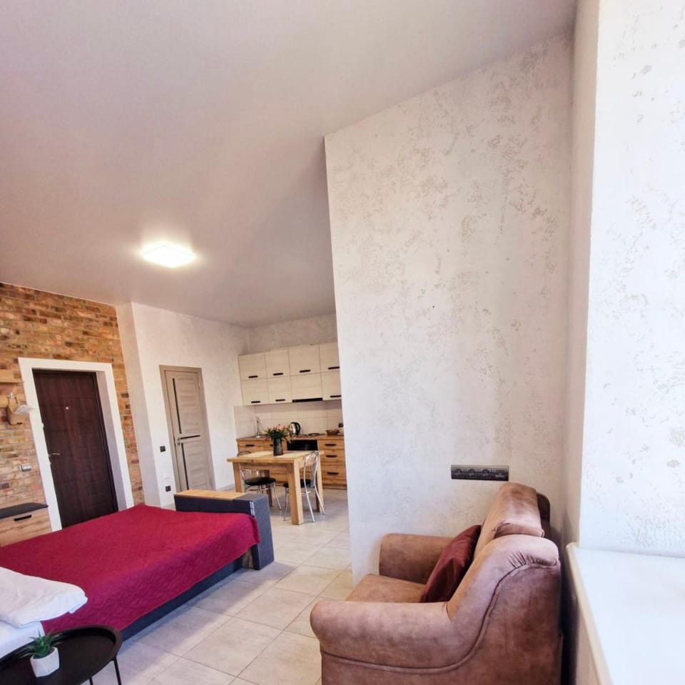 Bed, Kitchen or kitchenette, Living room, Photo of the whole room, Seating area, Bedroom