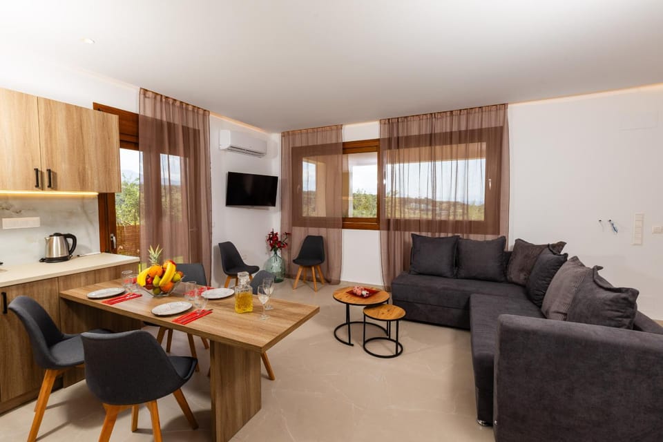 TV and multimedia, Coffee/tea facilities, Kitchen or kitchenette, Living room, Seating area, Dining area, stove