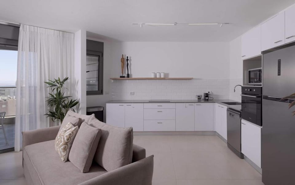 Kitchen or kitchenette, Living room, Seating area, dishwasher, oven, stove