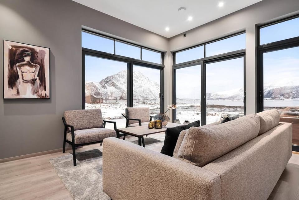 Natural landscape, Living room, Seating area, Mountain view, Sea view