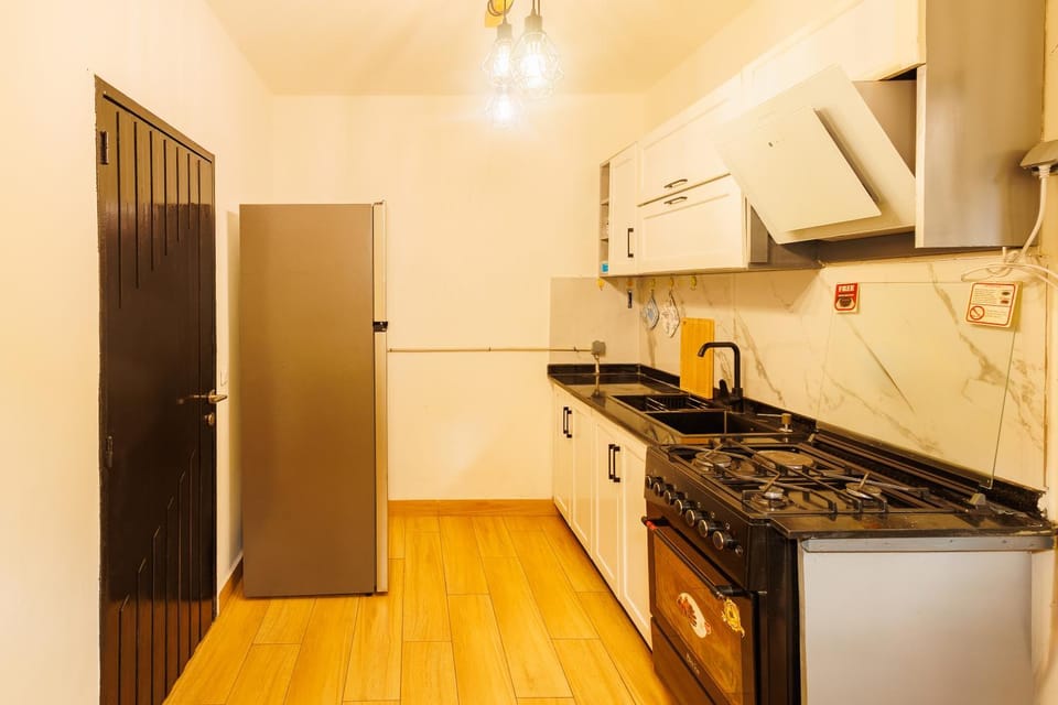 Kitchen or kitchenette, stove