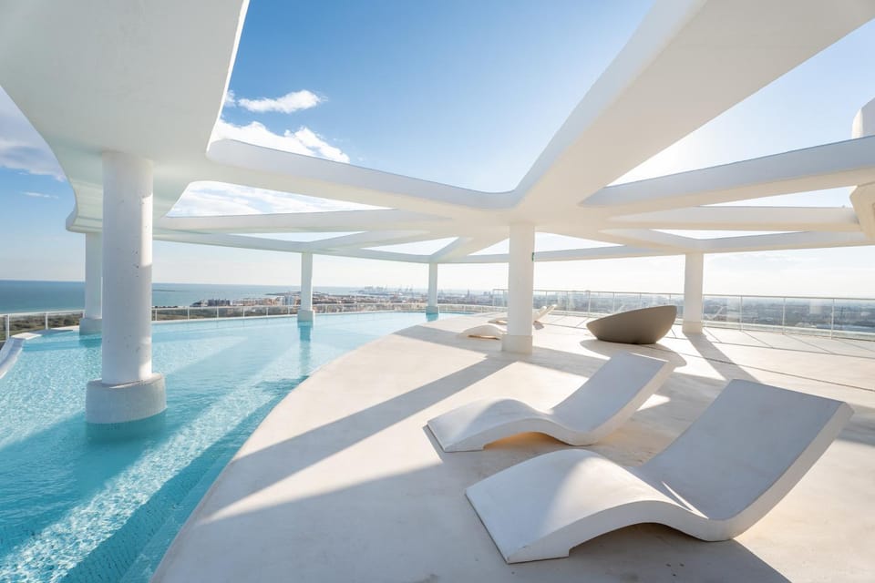 Property building, Living room, Swimming pool