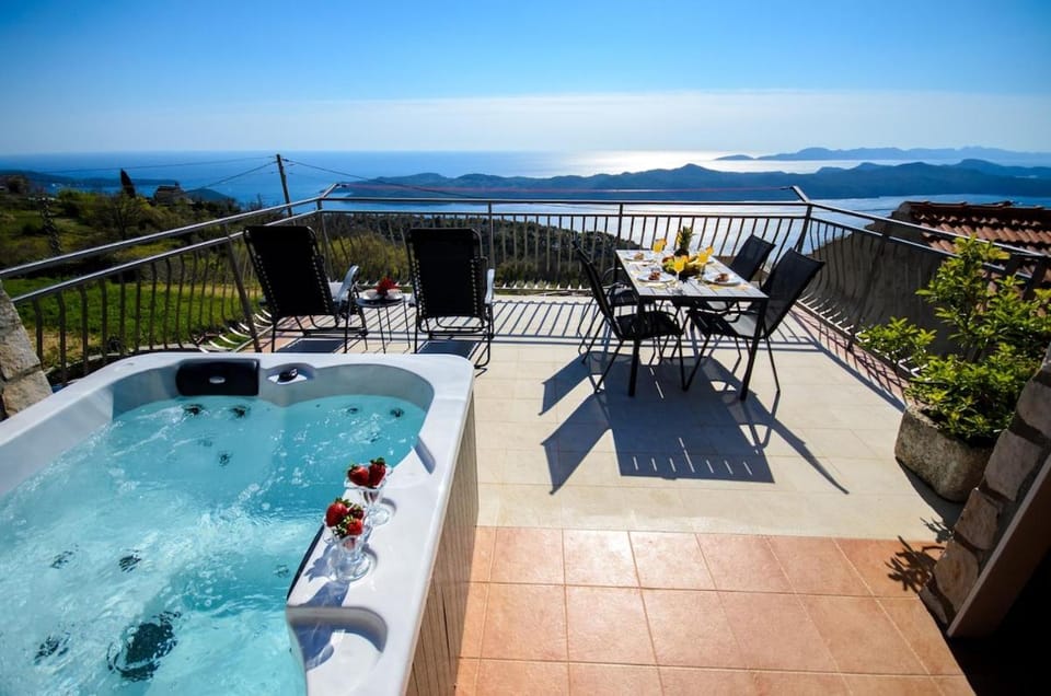 Patio, Hot Tub, View (from property/room), Balcony/Terrace, Sea view, sunbed