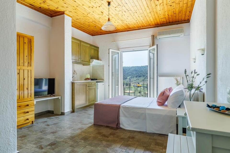 Bed, TV and multimedia, Kitchen or kitchenette, Photo of the whole room, Bedroom