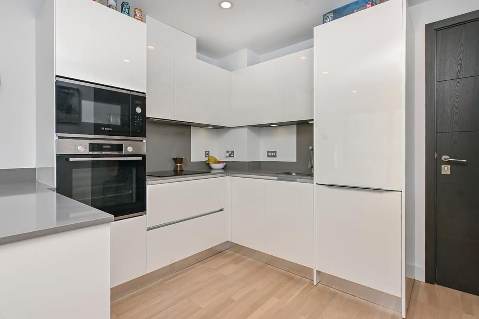 Kitchen or kitchenette, dishwasher, stove