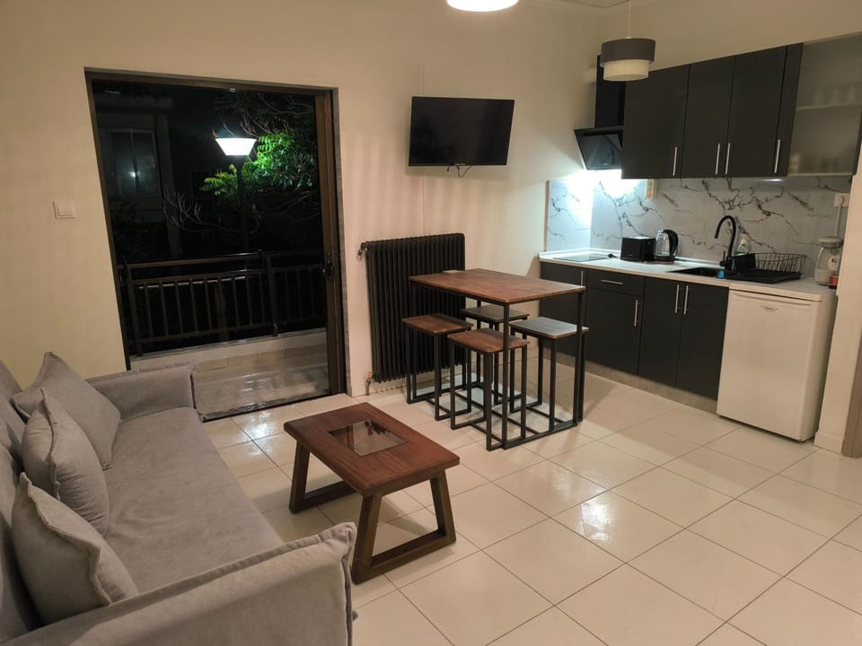 TV and multimedia, Kitchen or kitchenette, Living room, Seating area, Dining area, stove, toaster