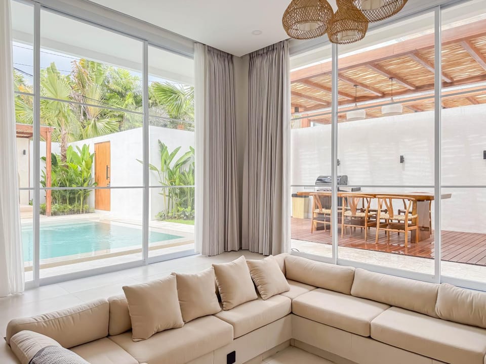 Living room, Seating area, Pool view, Swimming pool