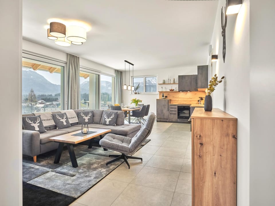 Kitchen or kitchenette, Living room, Seating area