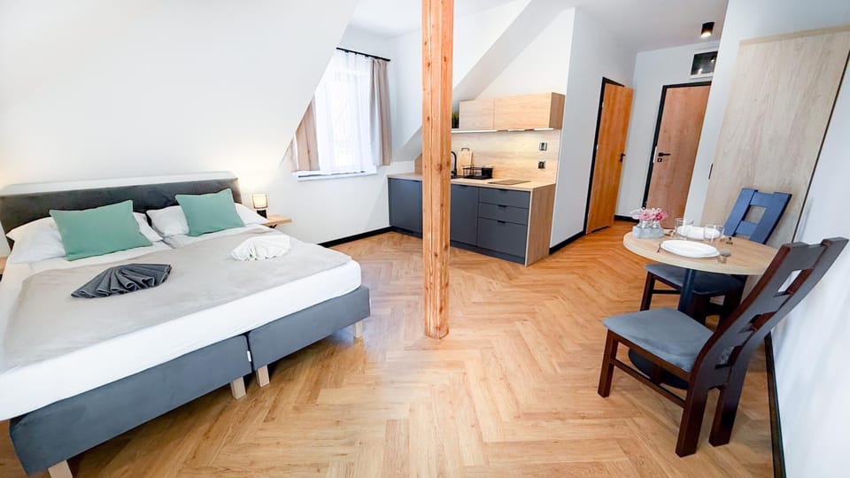 Bed, Kitchen or kitchenette, Living room, Photo of the whole room, Dining area, Bedroom, oven, wardrobe