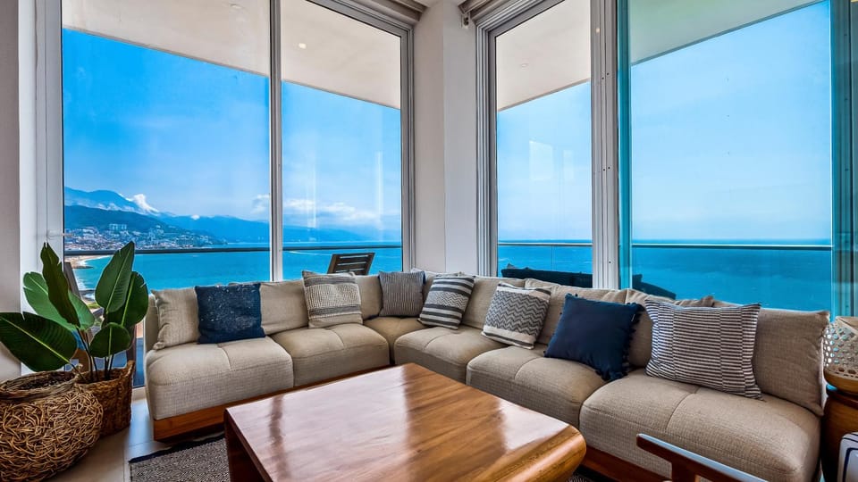 Living room, Seating area, Sea view