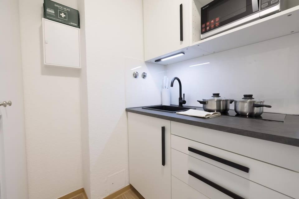 Kitchen or kitchenette, stove, kitchen