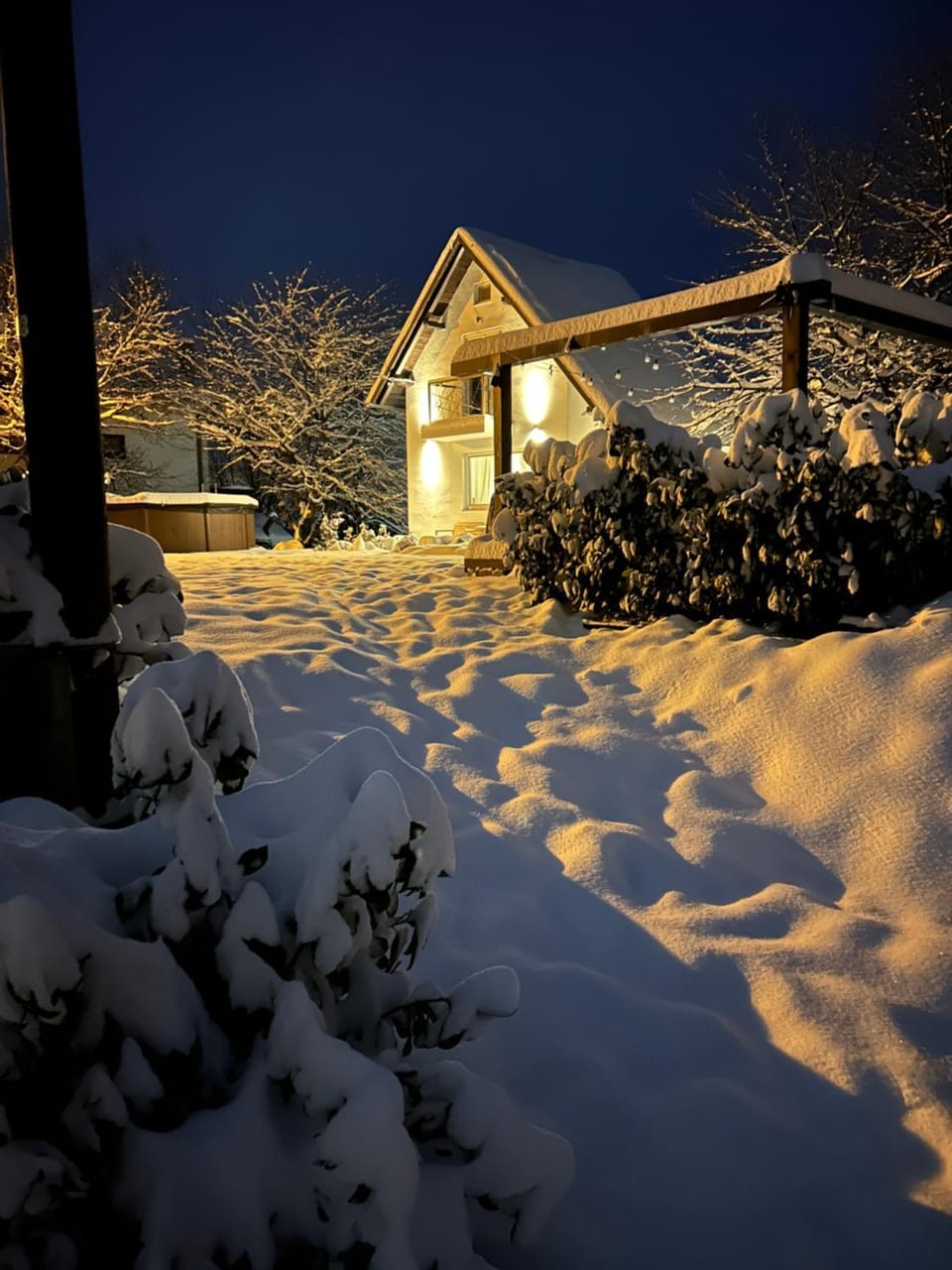 Property building, Night, Winter