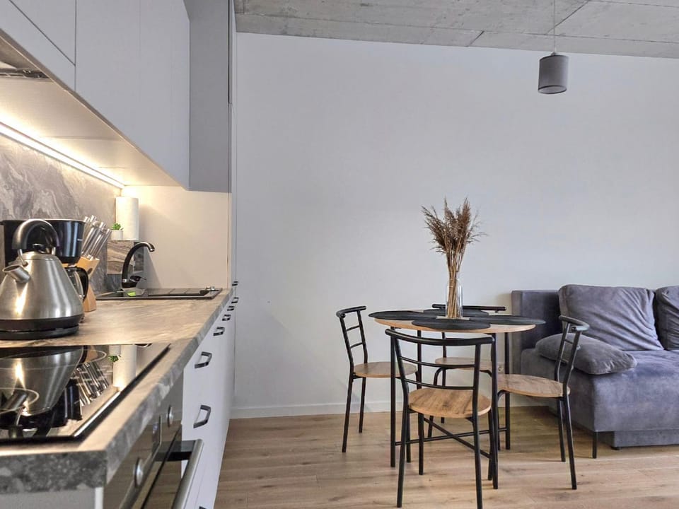 Coffee/tea facilities, Kitchen or kitchenette, Living room, Seating area, Dining area, stove