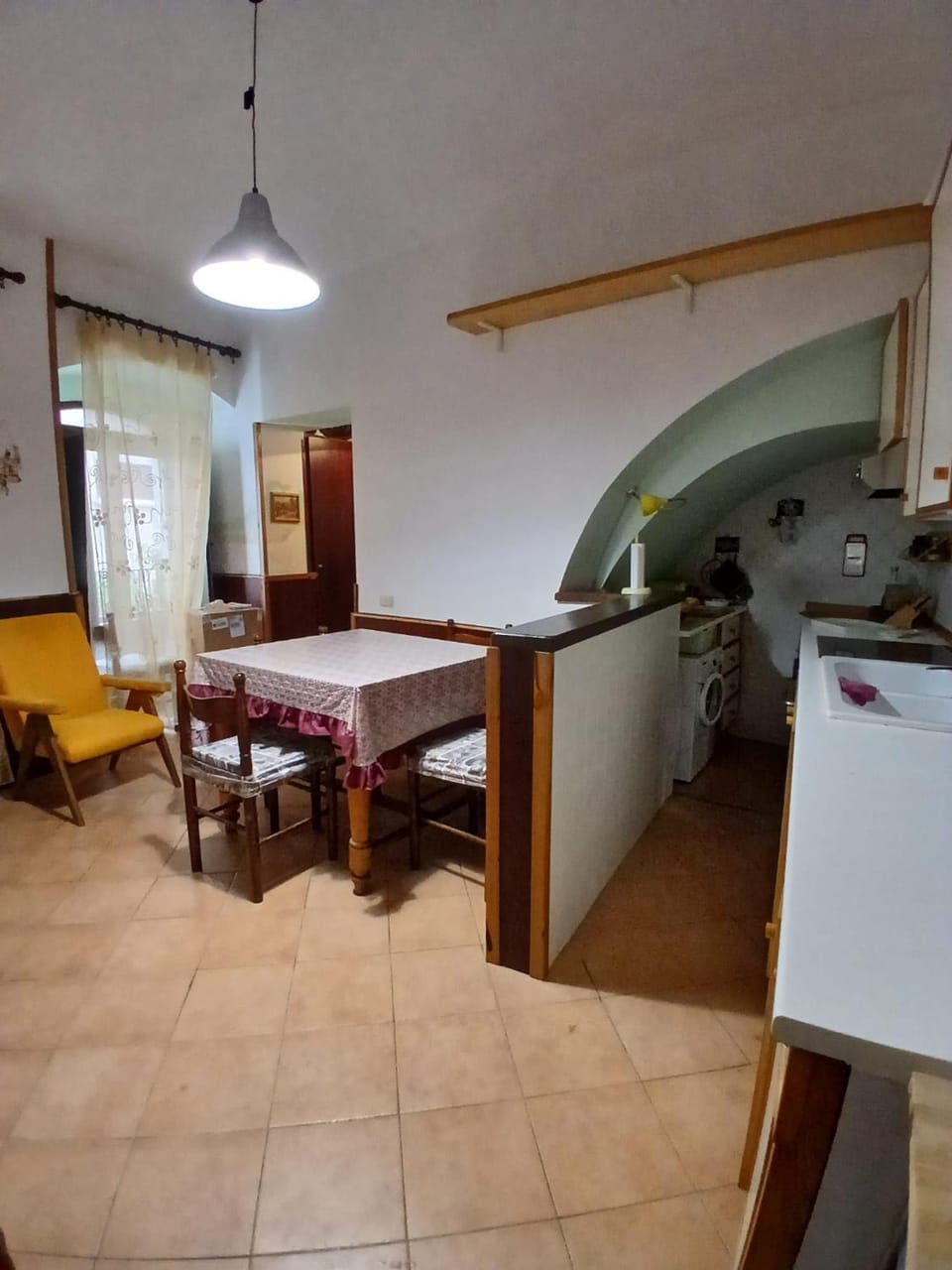 Kitchen or kitchenette, Living room, Dining area, washing machine