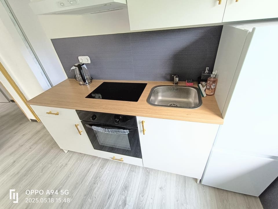 Kitchen or kitchenette, oven
