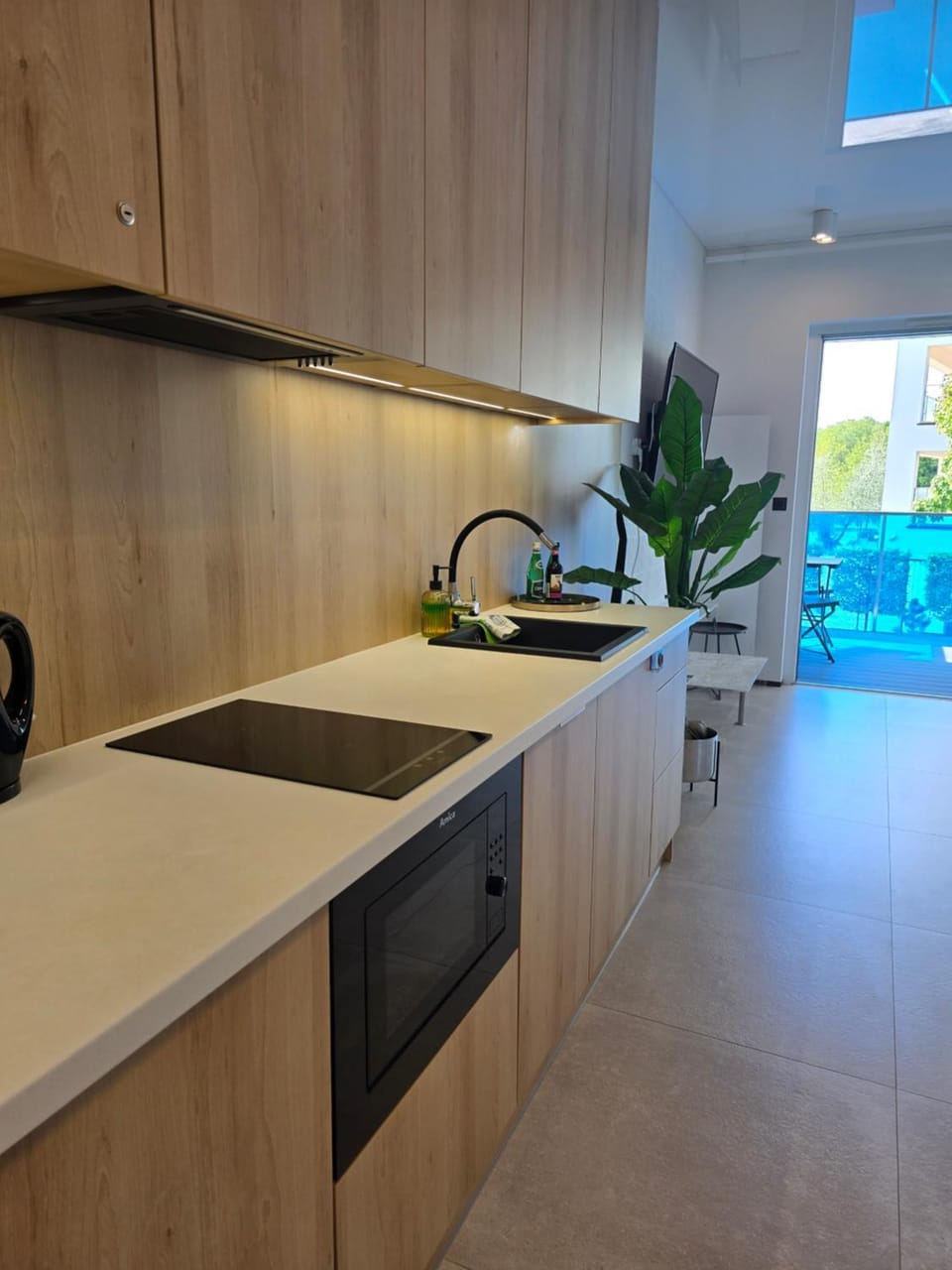 Kitchen or kitchenette, stove