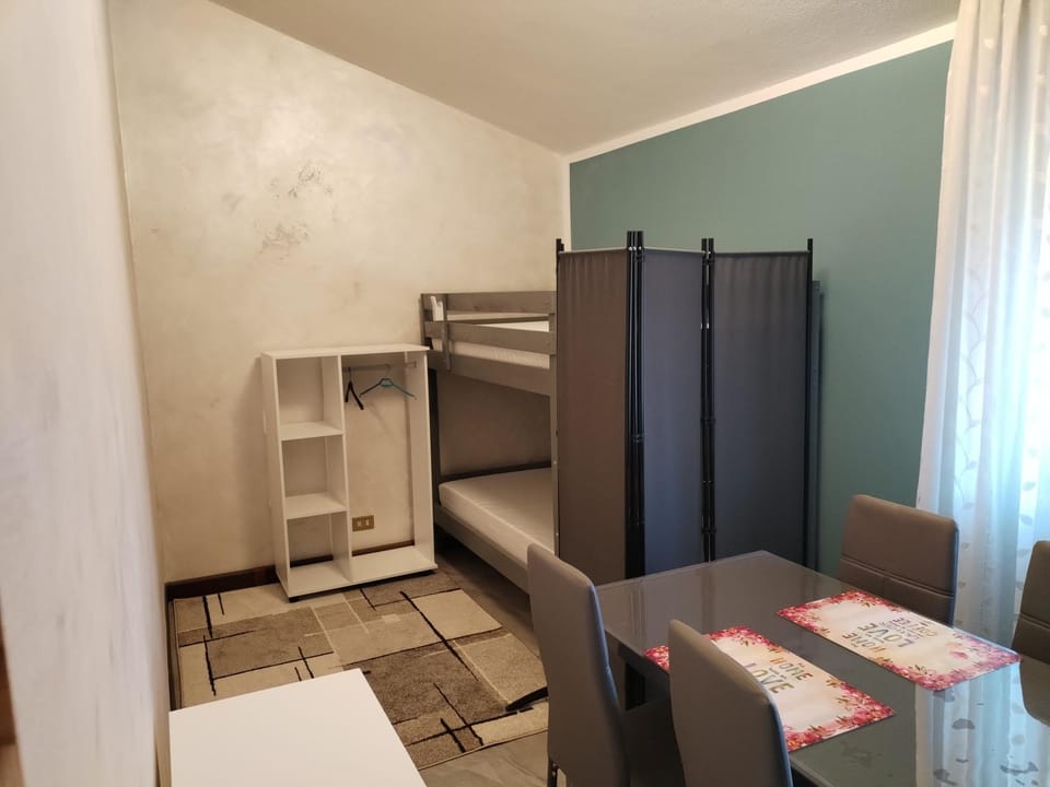 Photo of the whole room, bunk bed, wardrobe