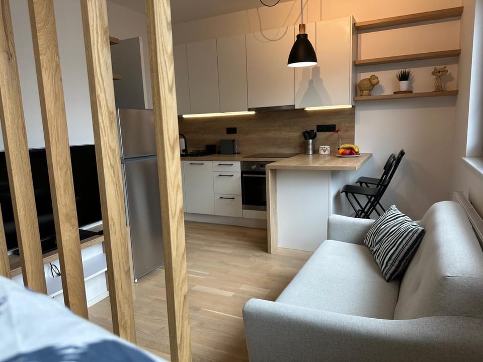 Kitchen or kitchenette, Living room, Seating area, Dining area, oven