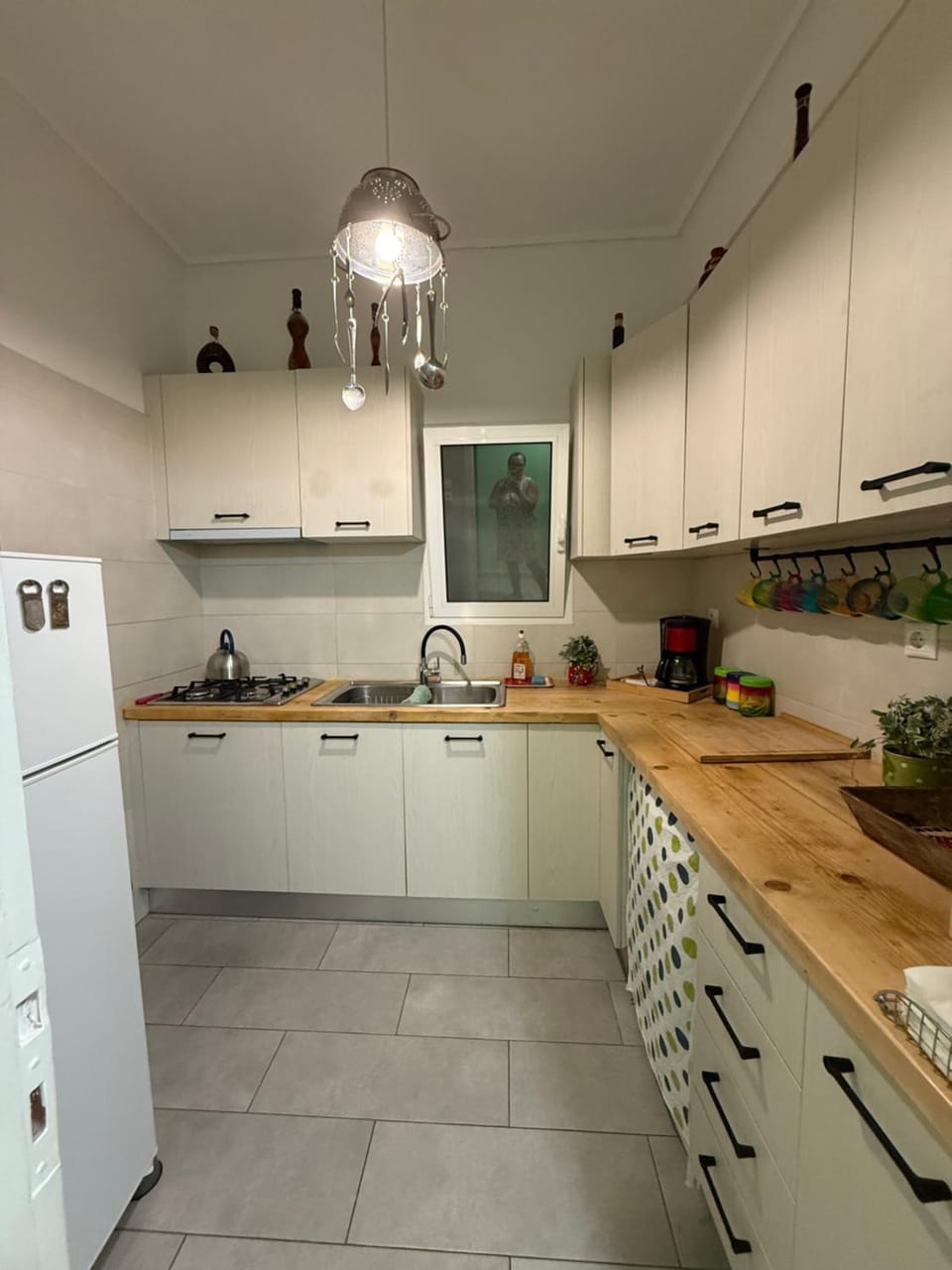 Kitchen or kitchenette, stove