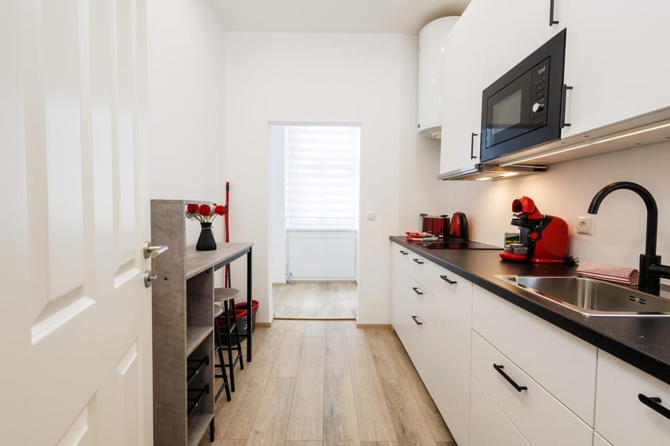 Kitchen or kitchenette, dishwasher, stove