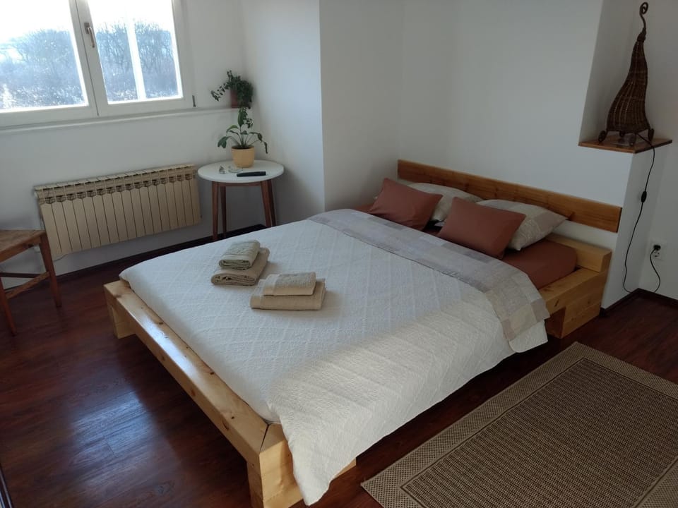 Bed, Seating area, Bedroom