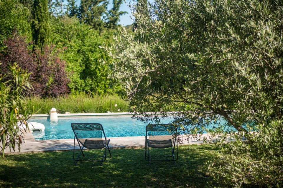 Natural landscape, Garden, Garden view, Pool view, Swimming pool, sunbed