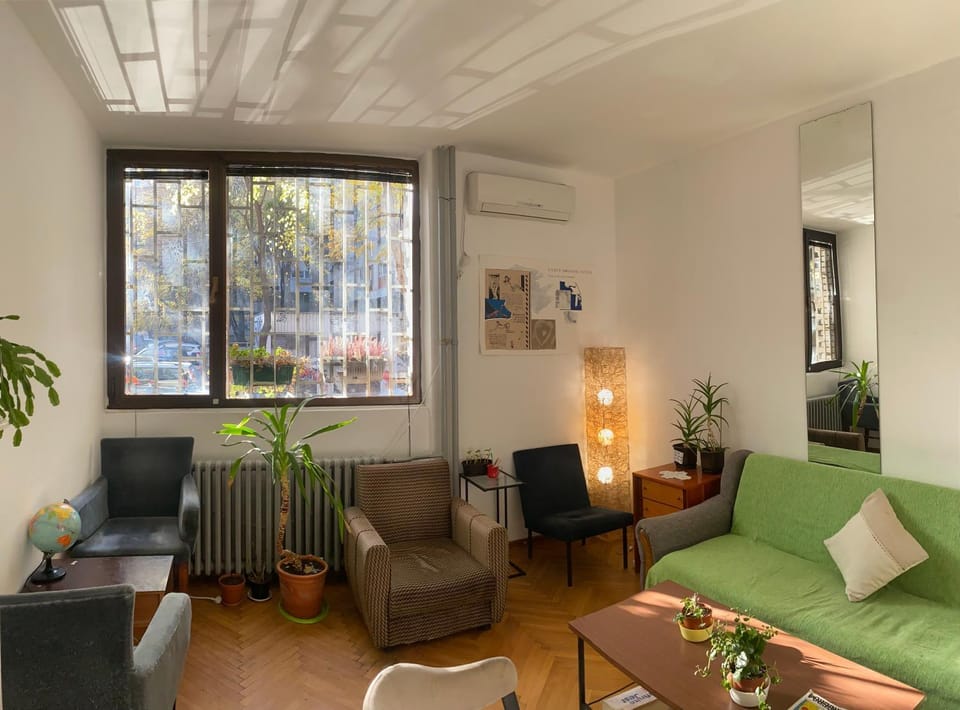 Living room, Seating area, Quiet street view