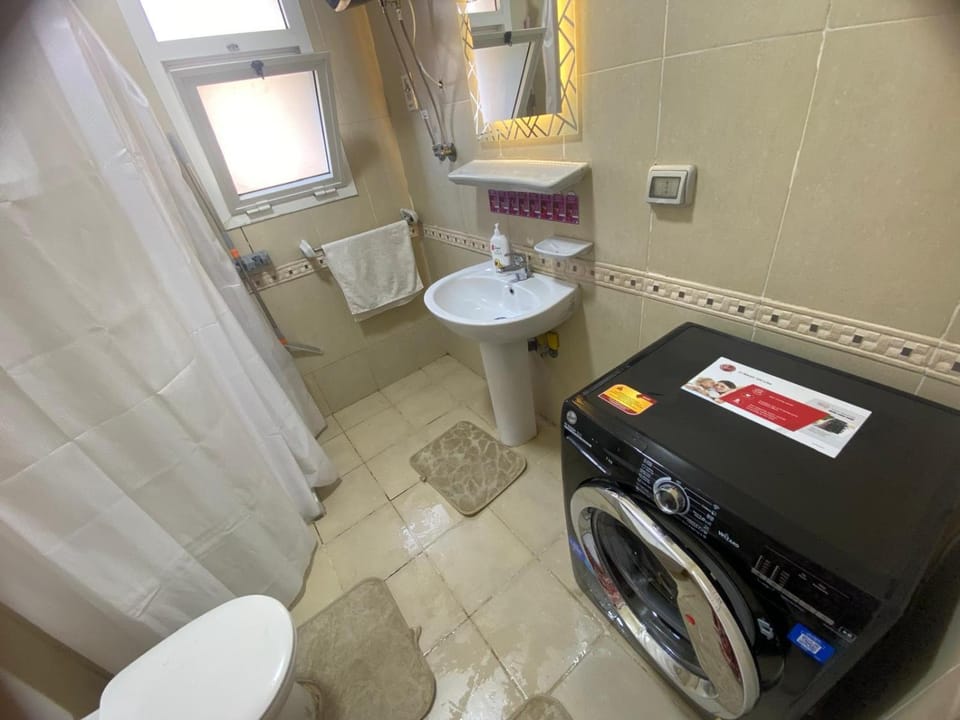 Bathroom, washing machine, dryer
