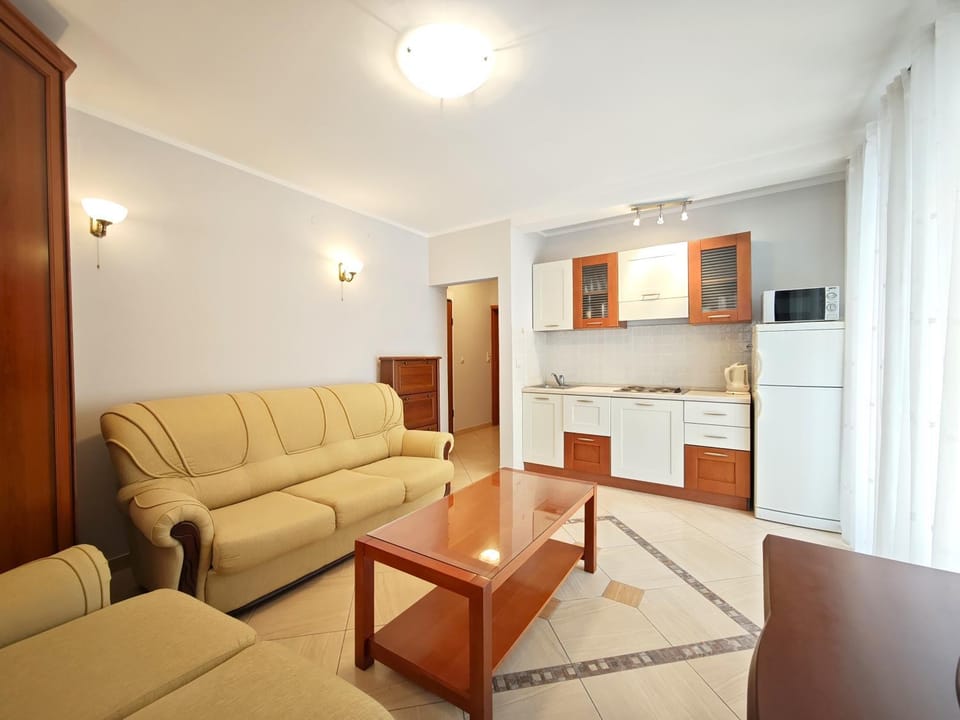 Kitchen or kitchenette, Living room, Seating area, stove