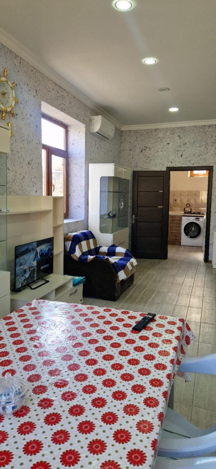 Communal lounge/ TV room, TV and multimedia, Kitchen or kitchenette, Living room, Photo of the whole room, Seating area, Dining area, washing machine, dryer, air conditioner