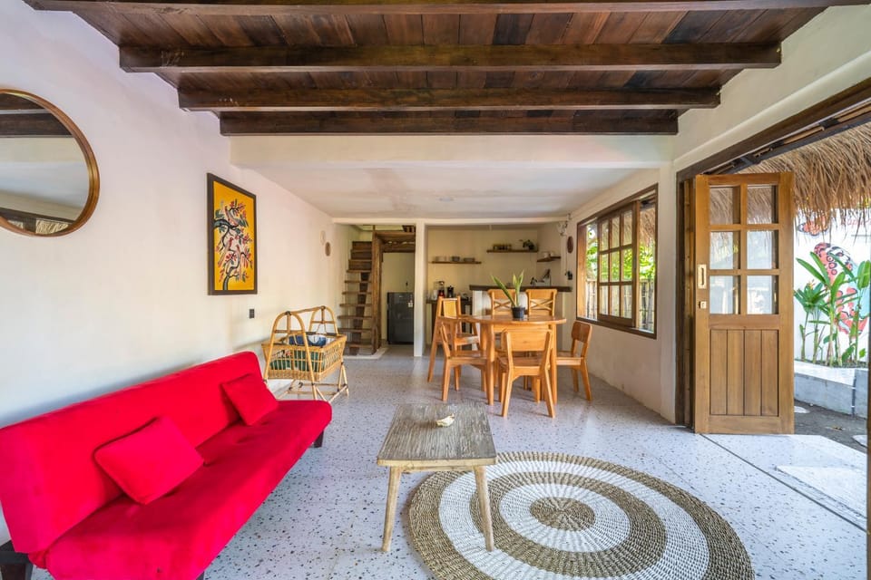 Kitchen or kitchenette, Living room, Seating area, Dining area, Garden view, cot