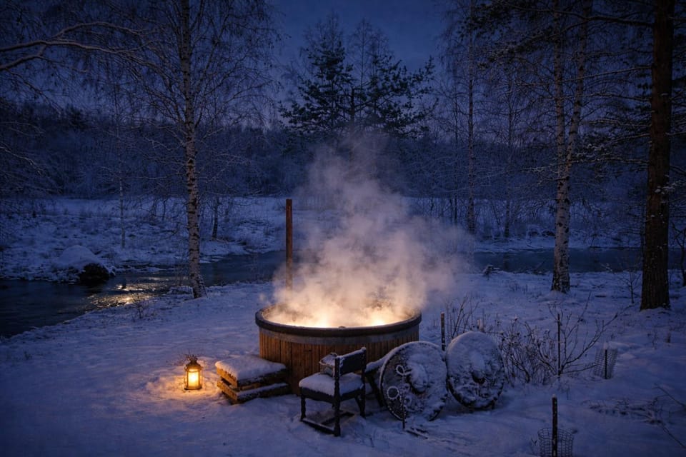 Winter, Hot Tub, Garden view