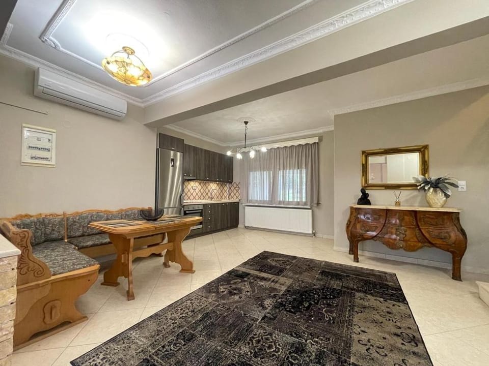 Kitchen or kitchenette, Living room, Seating area, Dining area, air conditioner