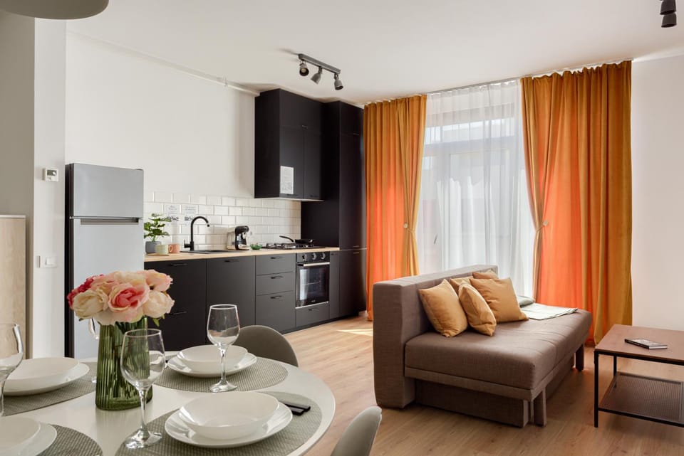Kitchen or kitchenette, Living room, Dining area