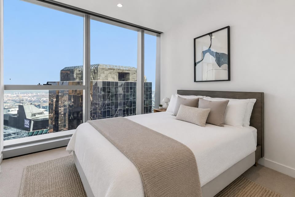 Bed, Bedroom, City view