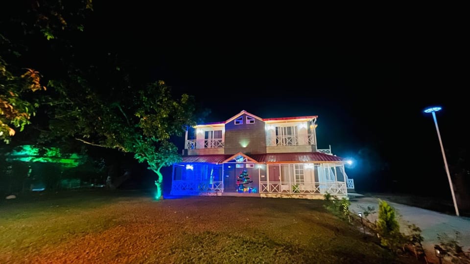 Property building, Night, Garden, Garden view