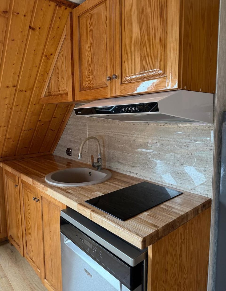 Kitchen or kitchenette, stove