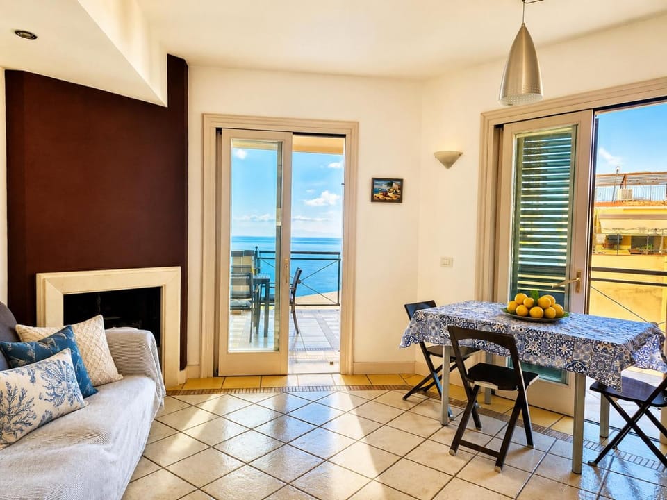 Patio, Day, Natural landscape, View (from property/room), Balcony/Terrace, Living room, Seating area, Dining area, Sea view