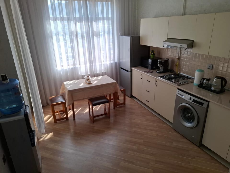 Kitchen or kitchenette, Dining area, stove, washing machine